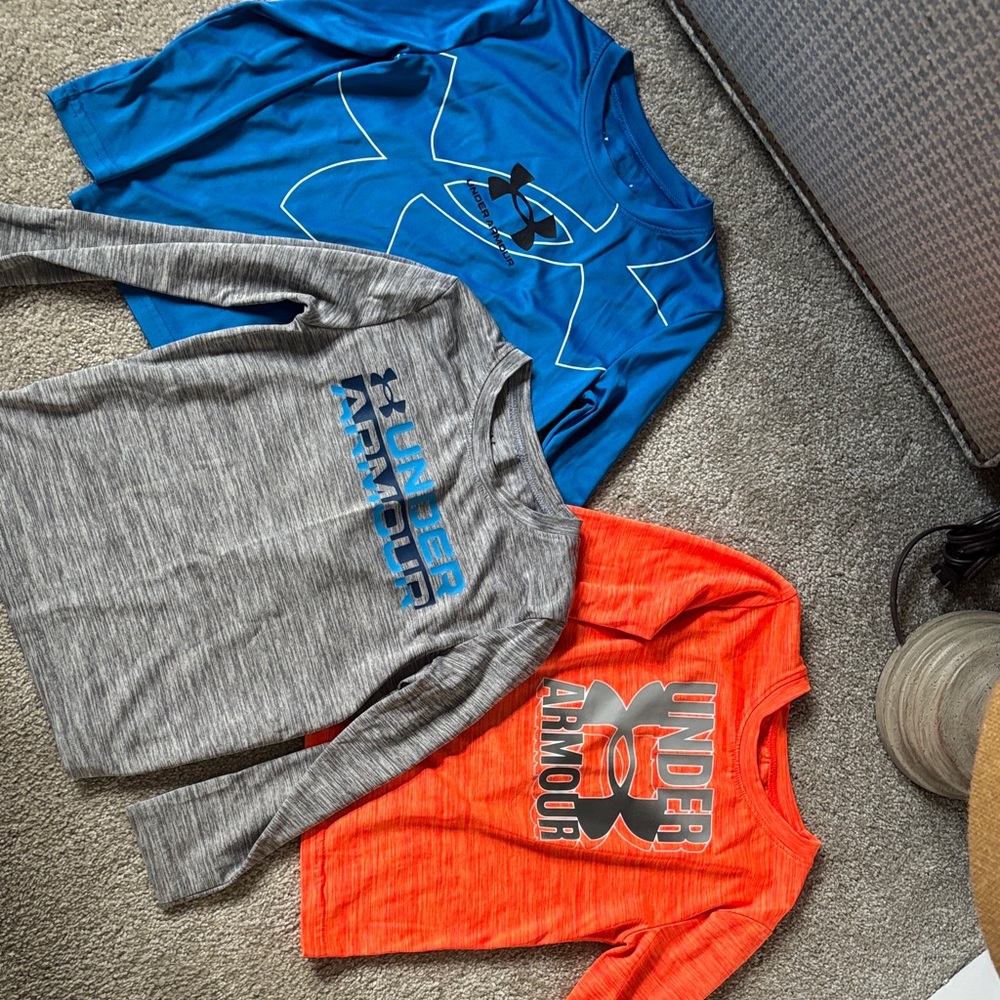Boys 5t Under Armour Kids Long Sleeve Shirt Trio - Blue, Gray, Orange